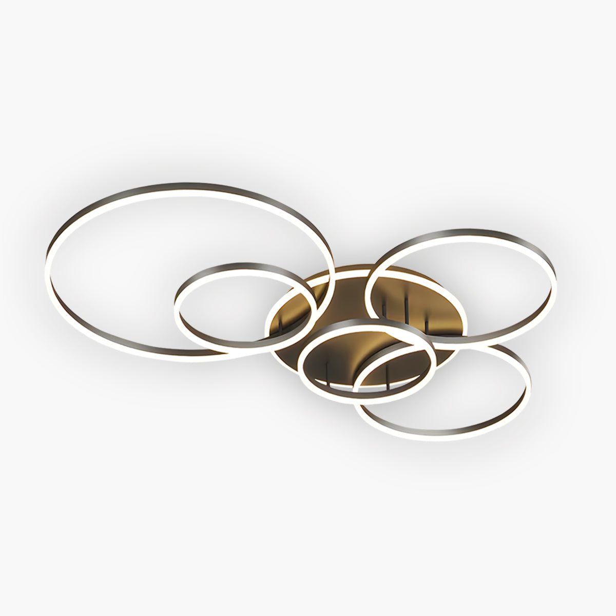 LED Ring Chandelier 45 in Aluminum Fixture Warm White Dimmable for Bedroom Living Room Dining Room Modern Flush Mount Multi-Ring Integrated | Thomler