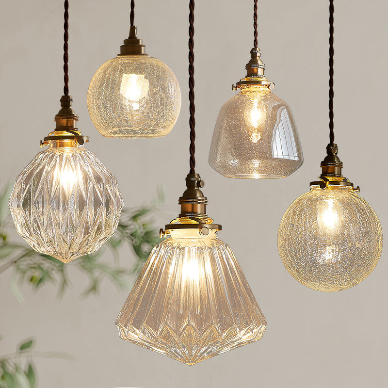 Clear Glass Hanging Lamp E27 Socket 6 in Diameter Scandinavian Style for Dining Room Kitchen Island Over Table Adjustable Cord Modern Minima | Thomler