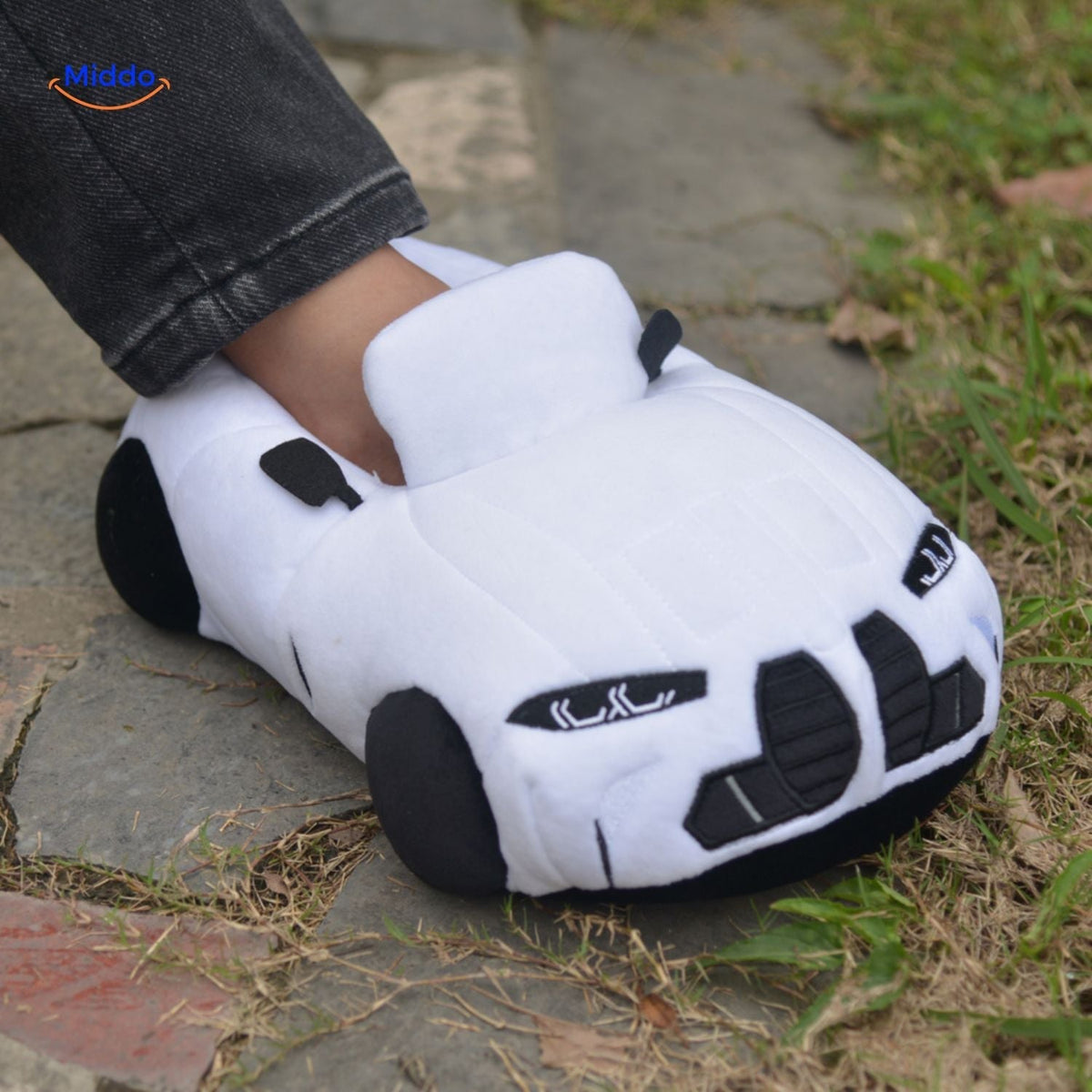 Pantuflas de peluche con forma de coche de carreras – Calzado de interior inspirado en el automovilismo para hombres y mujeres