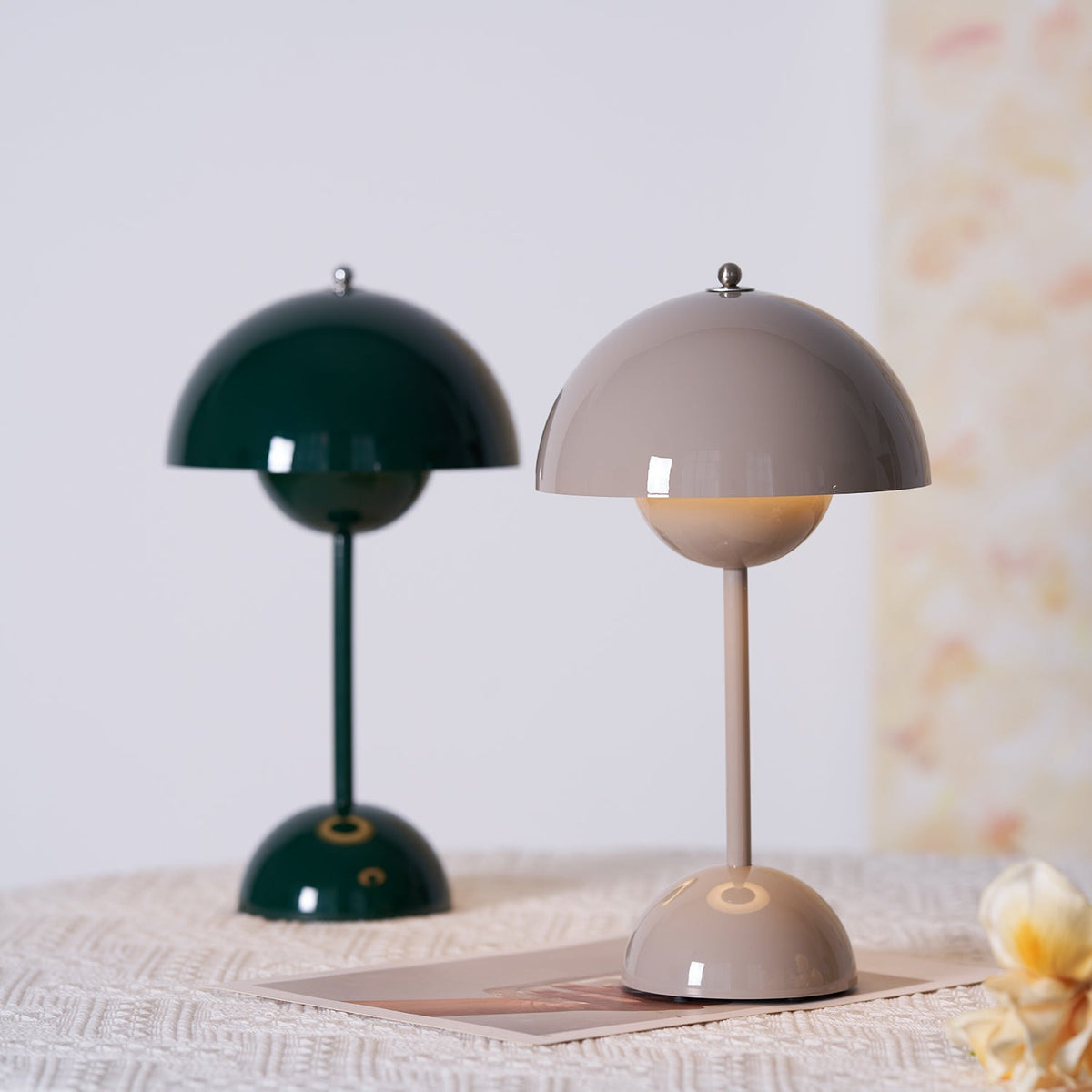 Rechargeable LED Touch Lamp Metal Cordless Mini Nightstand Light Tri-Color Modes USB Charging Port 6.3 in Round Portable for Bedroom Office | Thomler