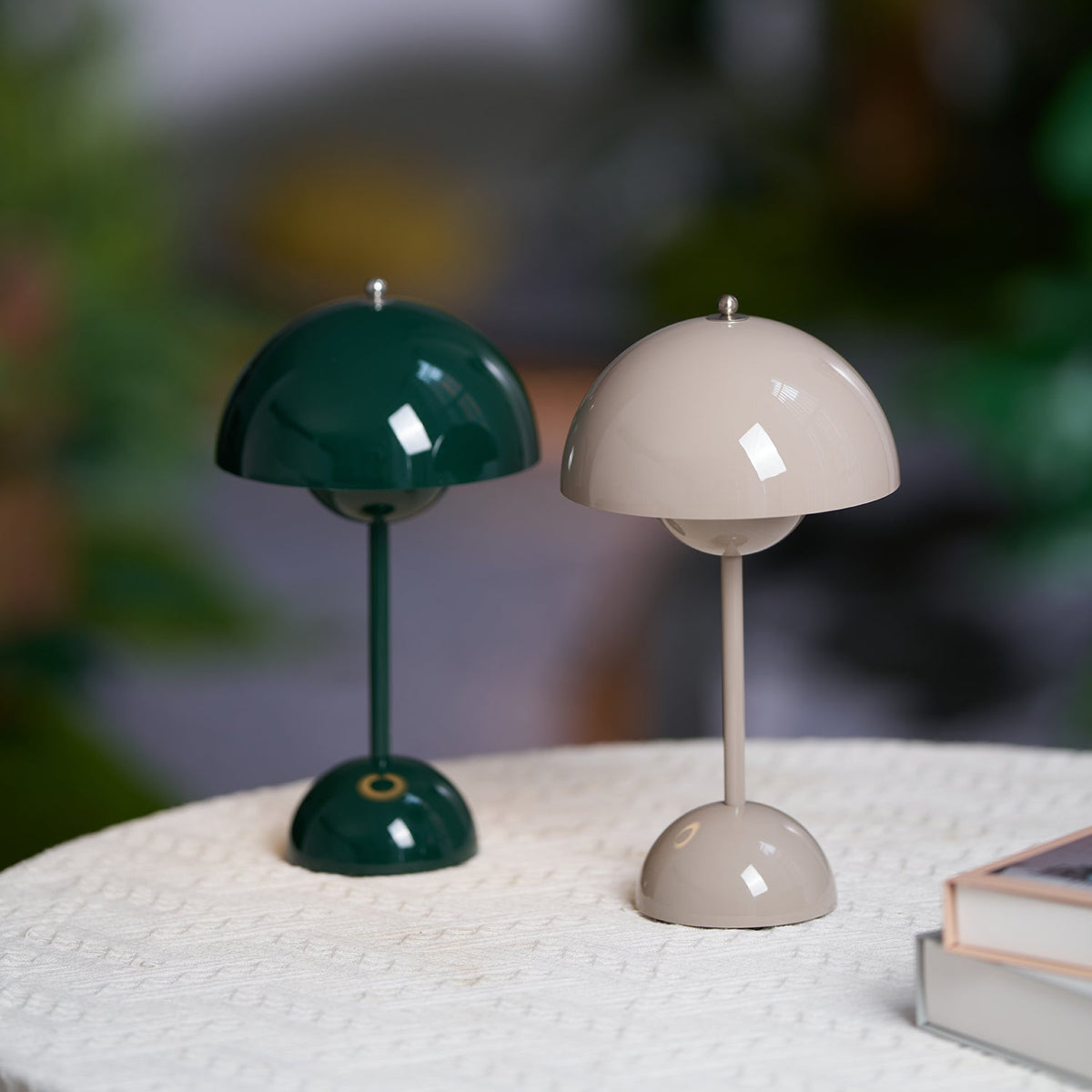 Rechargeable LED Touch Lamp Metal Cordless Mini Nightstand Light Tri-Color Modes USB Charging Port 6.3 in Round Portable for Bedroom Office | Thomler