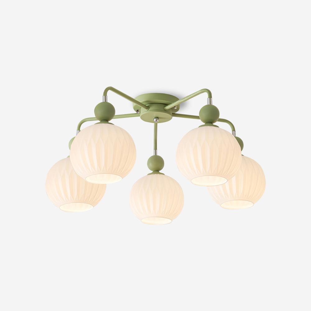 Multi-Head Glass Pendant Light Green Pumpkin Shade for Dining Room Living Space Kitchen Island
