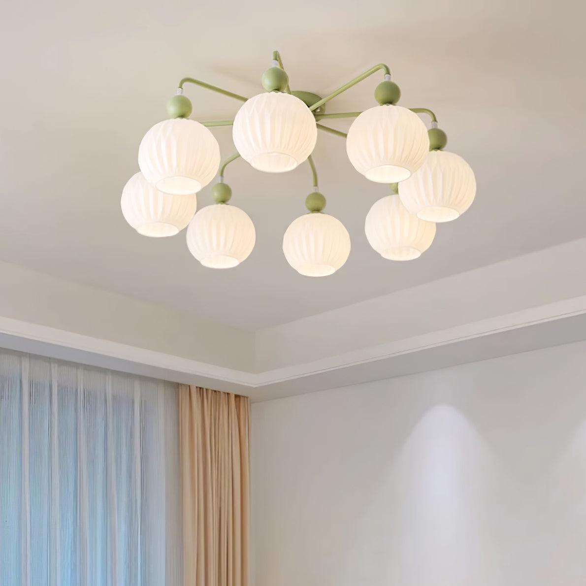 Multi-Head Glass Pendant Light Green Pumpkin Shade for Dining Room Living Space Kitchen Island