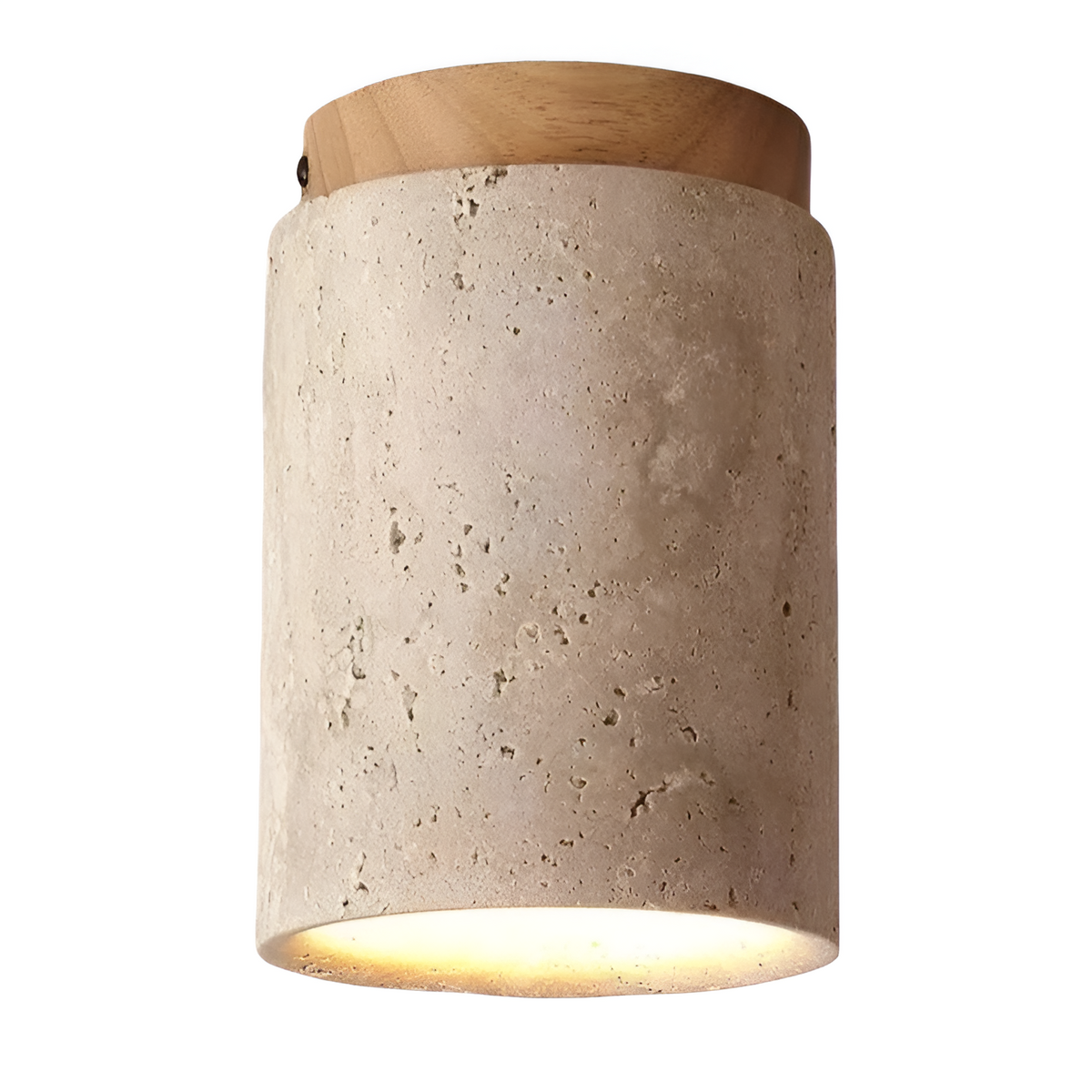 Flush Mount Stone Ceiling Light 4.3 Inch Beige Round Fixture Low Profile Bedroom Hallway Kitchen Entryway Soft Ambient Glow E27 Socket Natur | Thomler