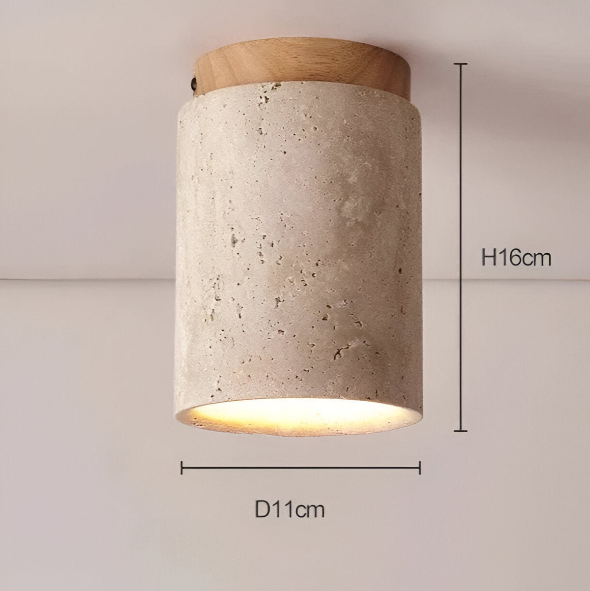 Flush Mount Stone Ceiling Light 4.3 Inch Beige Round Fixture Low Profile Bedroom Hallway Kitchen Entryway Soft Ambient Glow E27 Socket Natur | Thomler