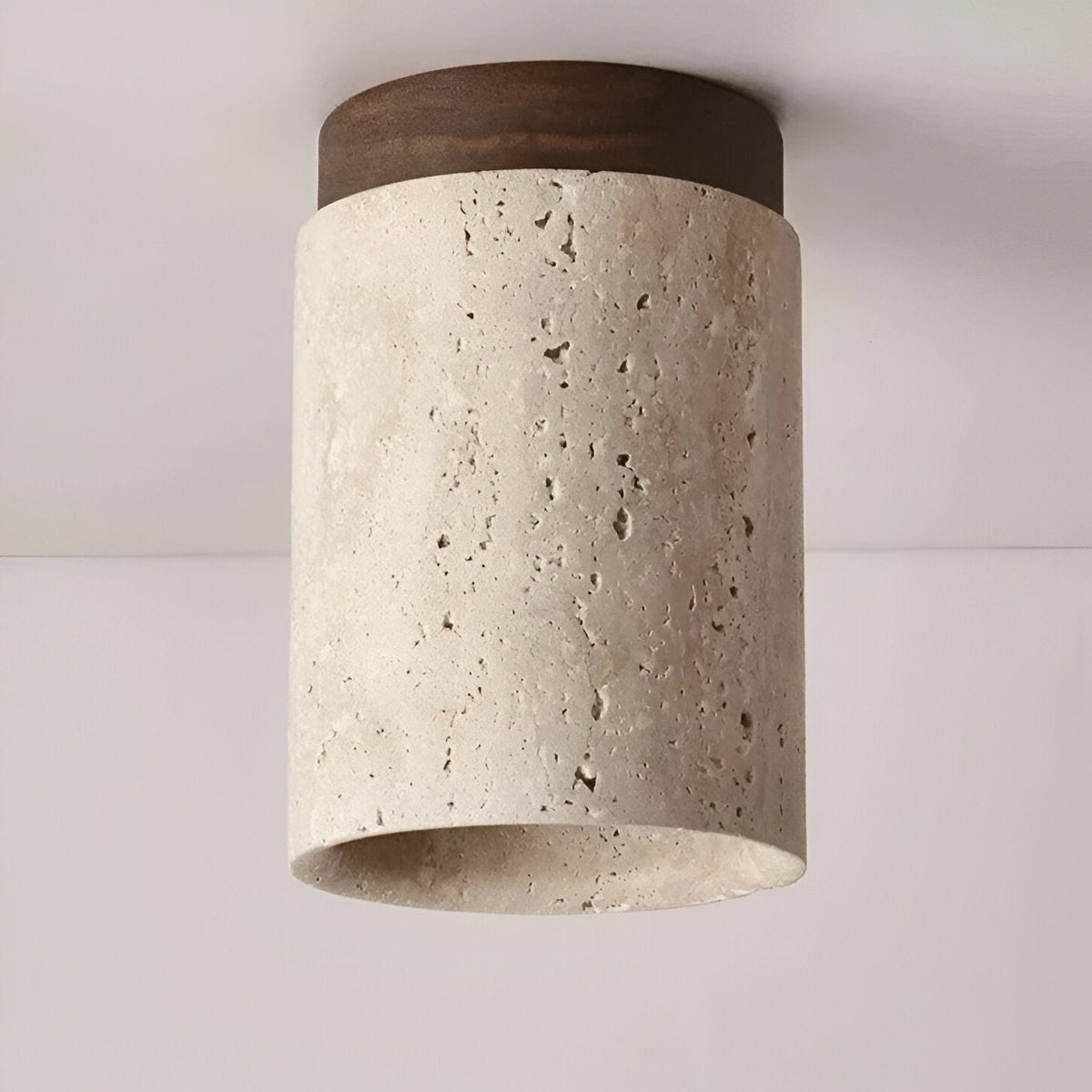 Flush Mount Stone Ceiling Light 4.3 Inch Beige Round Fixture Low Profile Bedroom Hallway Kitchen Entryway Soft Ambient Glow E27 Socket Natur | Thomler