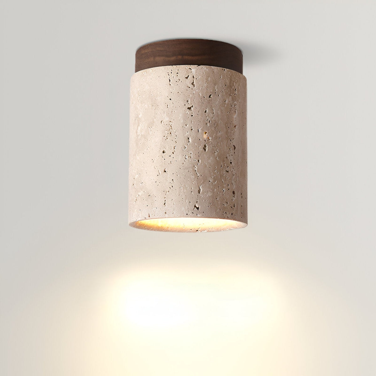 Flush Mount Stone Ceiling Light 4.3 Inch Beige Round Fixture Low Profile Bedroom Hallway Kitchen Entryway Soft Ambient Glow E27 Socket Natur | Thomler