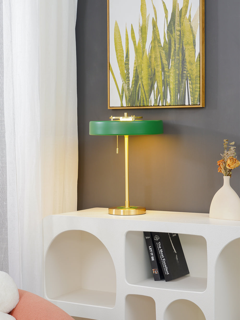 Lámpara de lectura de noche con pantalla de metal y difusor acrílico para escritorio, mesita de noche, oficina, dormitorio y decoración de estudio, interruptor de cadena, luz cálida | Thomler