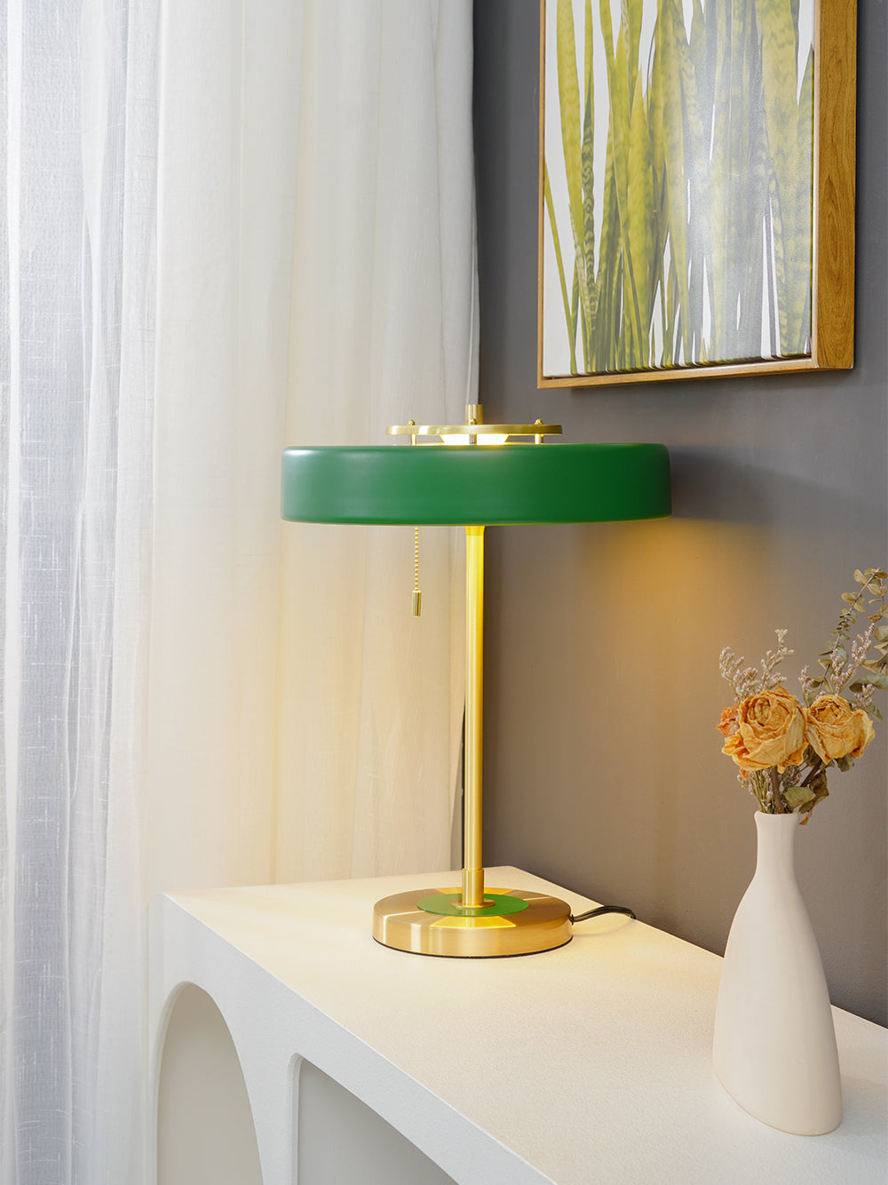 Lámpara de lectura de noche con pantalla de metal y difusor acrílico para escritorio, mesita de noche, oficina, dormitorio y decoración de estudio, interruptor de cadena, luz cálida | Thomler