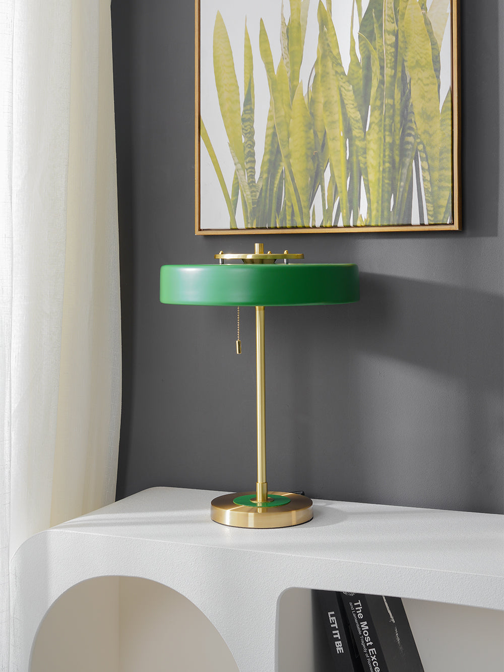Lámpara de lectura de noche con pantalla de metal y difusor acrílico para escritorio, mesita de noche, oficina, dormitorio y decoración de estudio, interruptor de cadena, luz cálida | Thomler