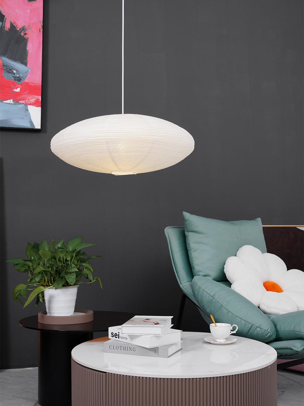 Handmade Rice Paper Sphere Pendant Lamp for Dining Room & Bedroom | Sculptural Ceiling Fixture with Adjustable Cord | E26 Edison Bulb Compat