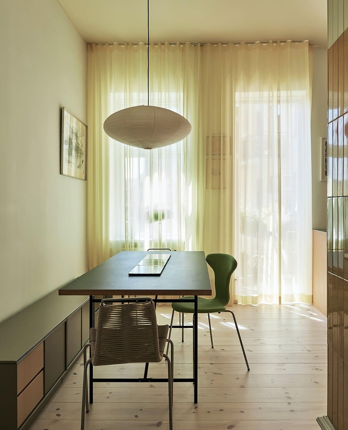 Handgemaakte papieren plafondlamp met verstelbaar snoer, witte hanglamp voor slaapkamer, woonkamer, keuken, eetkamer, moderne binnenlamp | Thomler