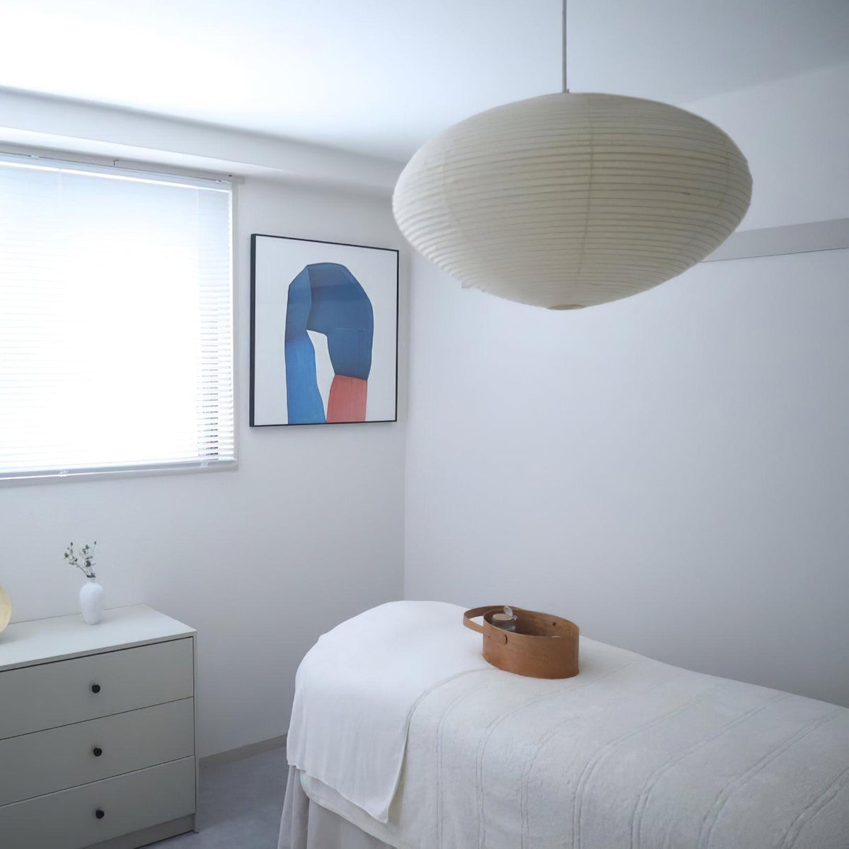 Handgemaakte papieren plafondlamp met verstelbaar snoer, witte hanglamp voor slaapkamer, woonkamer, keuken, eetkamer, moderne binnenlamp | Thomler