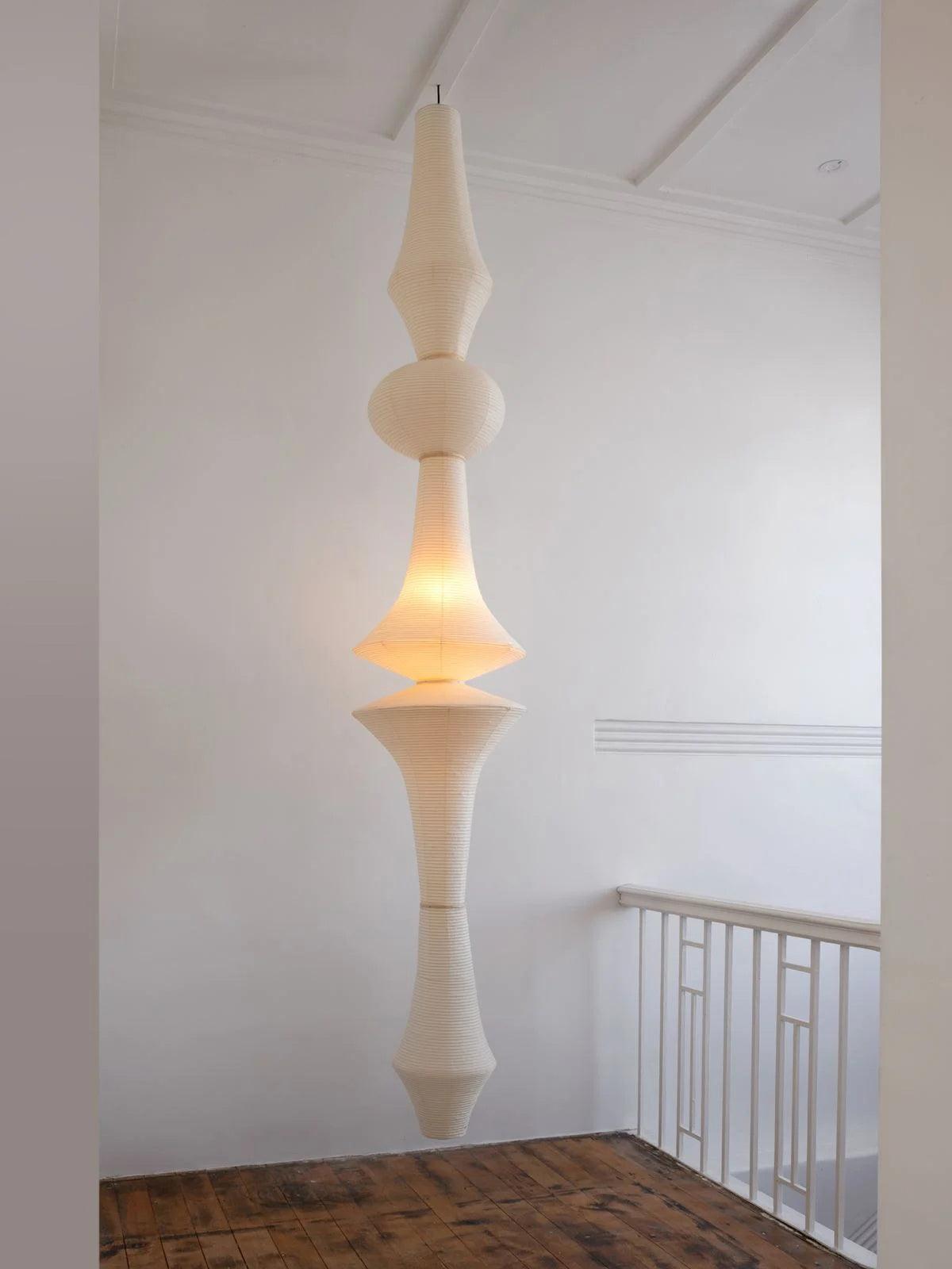 Lámpara de techo artesanal de papel con pantalla cilíndrica blanca, luminaria colgante con casquillo E26/E27 para dormitorio, sala de estar y comedor, luz ambiental moderna | Thomler
