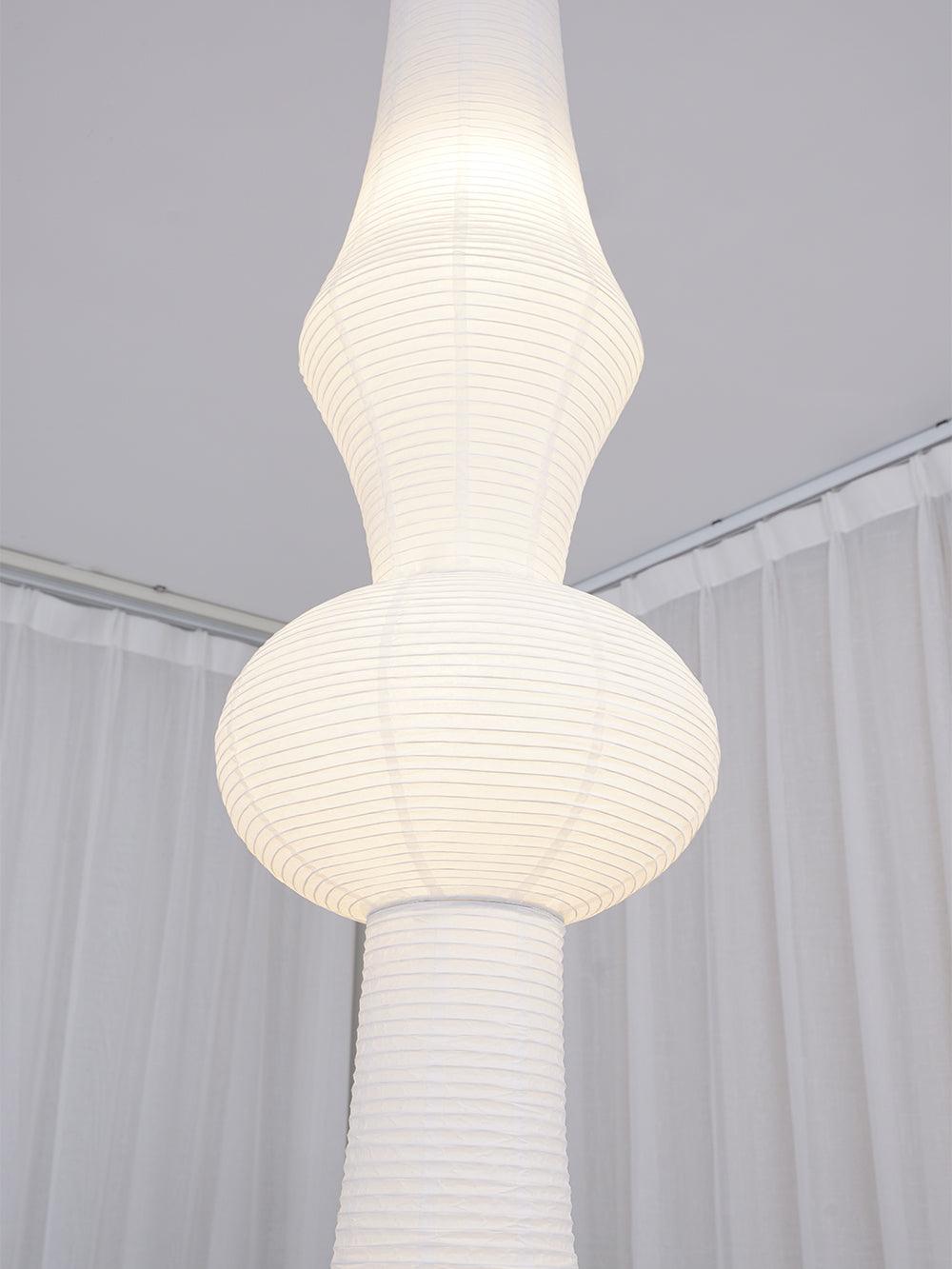 Lámpara de techo artesanal de papel con pantalla cilíndrica blanca, luminaria colgante con casquillo E26/E27 para dormitorio, sala de estar y comedor, luz ambiental moderna | Thomler