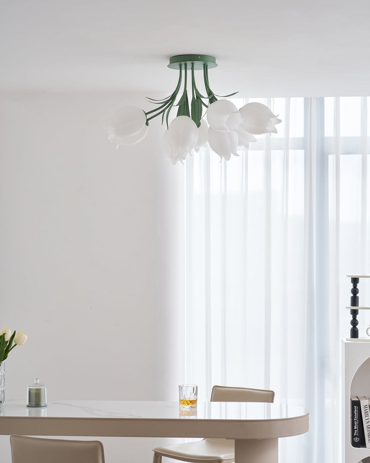 Flush Mount Floral Ceiling Light Fixture with Multi-Head LED Design for Bedroom, Living Room