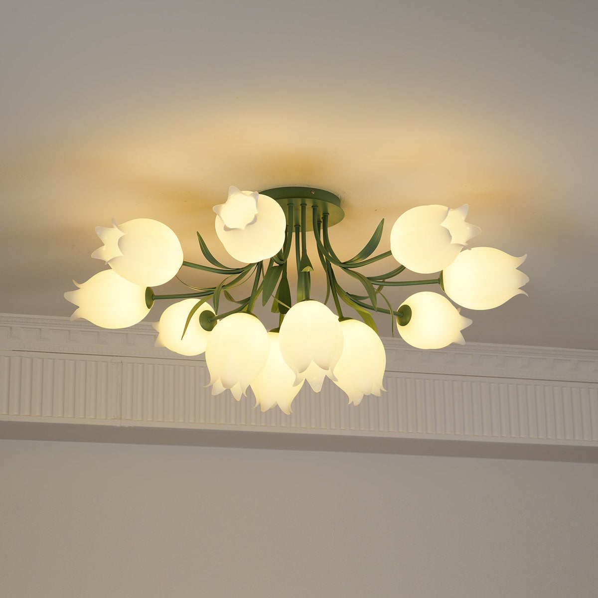 Flush Mount Floral Ceiling Light Fixture with Multi-Head LED Design for Bedroom, Living Room