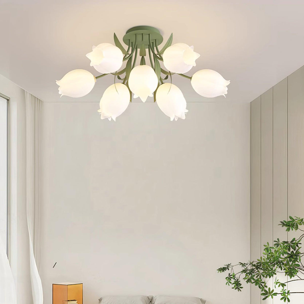 Flush Mount Floral Ceiling Light Fixture with Multi-Head LED Design for Bedroom, Living Room