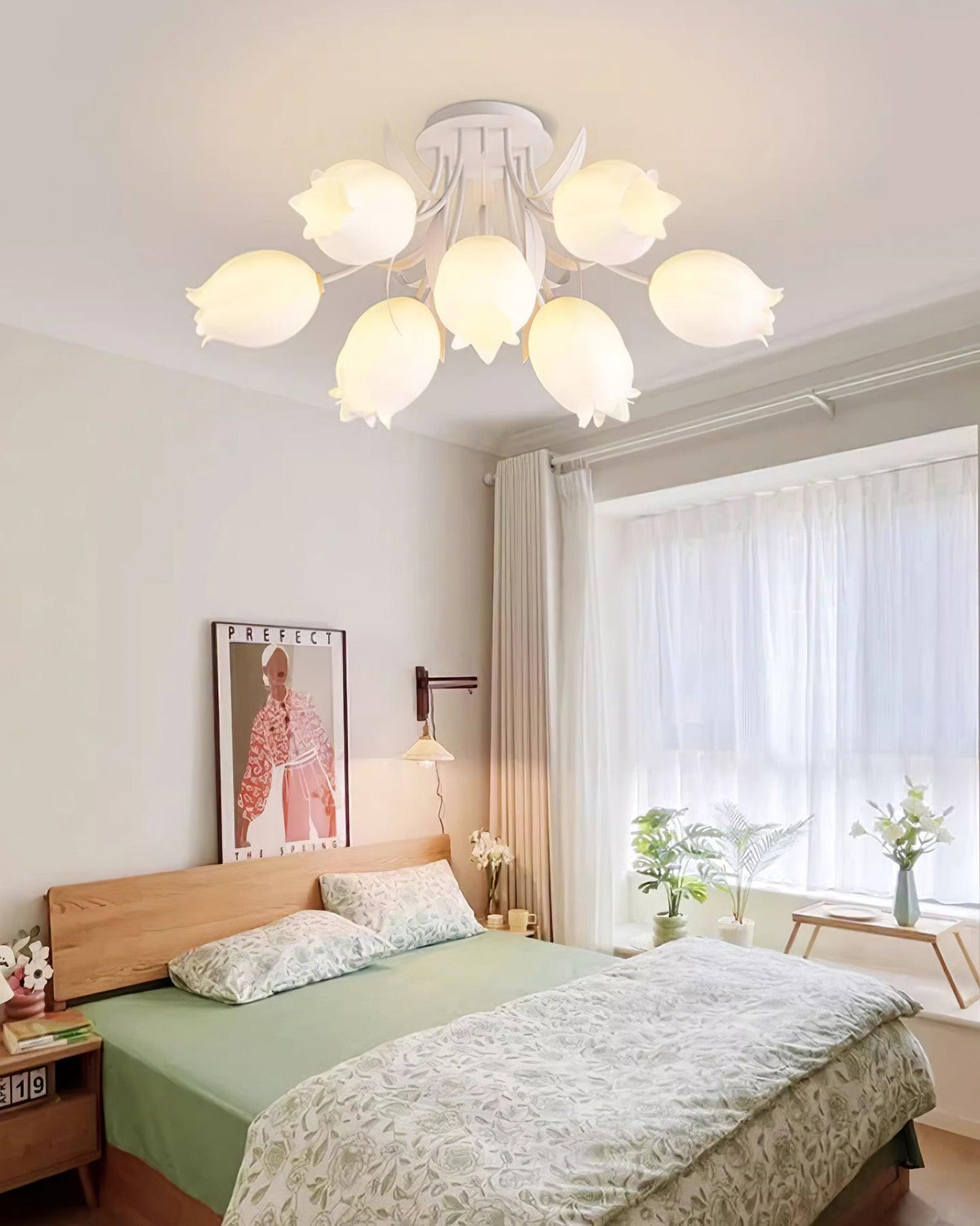 Flush Mount Floral Ceiling Light Fixture with Multi-Head LED Design for Bedroom, Living Room
