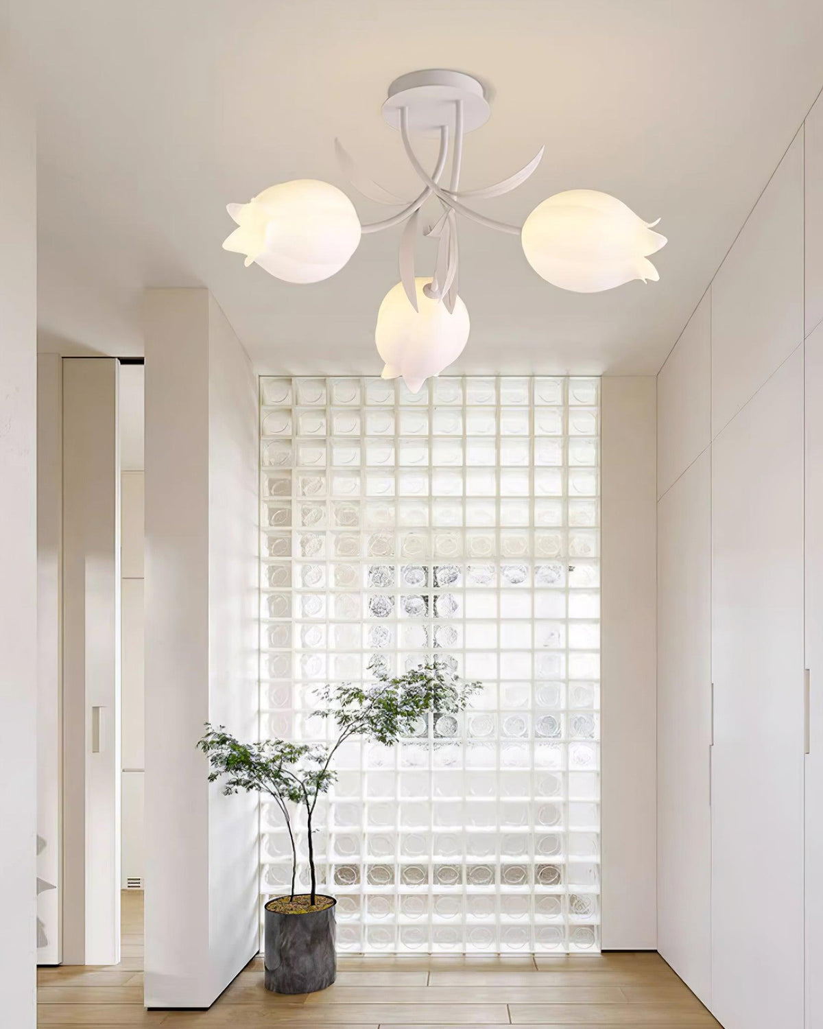 Flush Mount Floral Ceiling Light Fixture with Multi-Head LED Design for Bedroom, Living Room