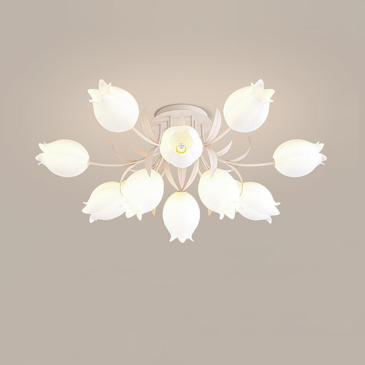 Flush Mount Floral Ceiling Light Fixture with Multi-Head LED Design for Bedroom, Living Room