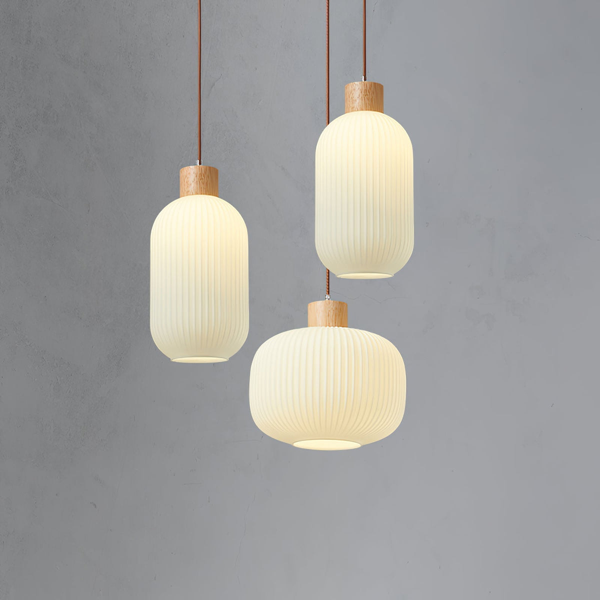Hanging Ceiling Light with Frosted Shade and Natural Accents for Kitchen Island Dining Room Bedroom | Modern Drop Fixture E26 Socket 110V In | Thomler