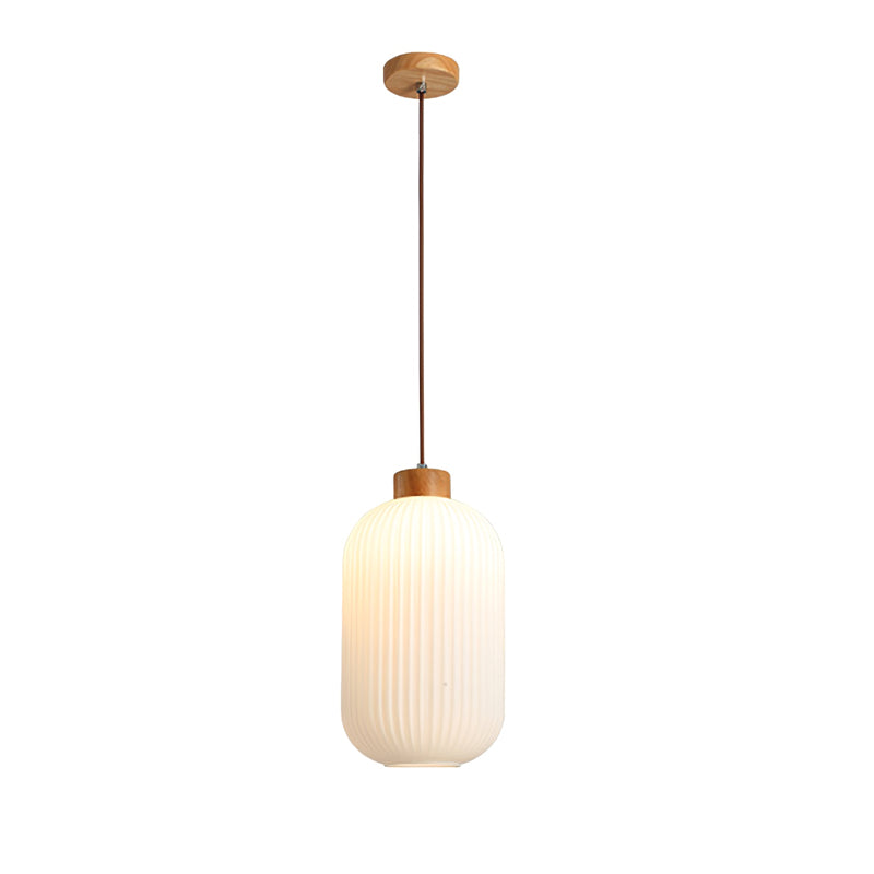 Hanging Ceiling Light with Frosted Shade and Natural Accents for Kitchen Island Dining Room Bedroom | Modern Drop Fixture E26 Socket 110V In | Thomler