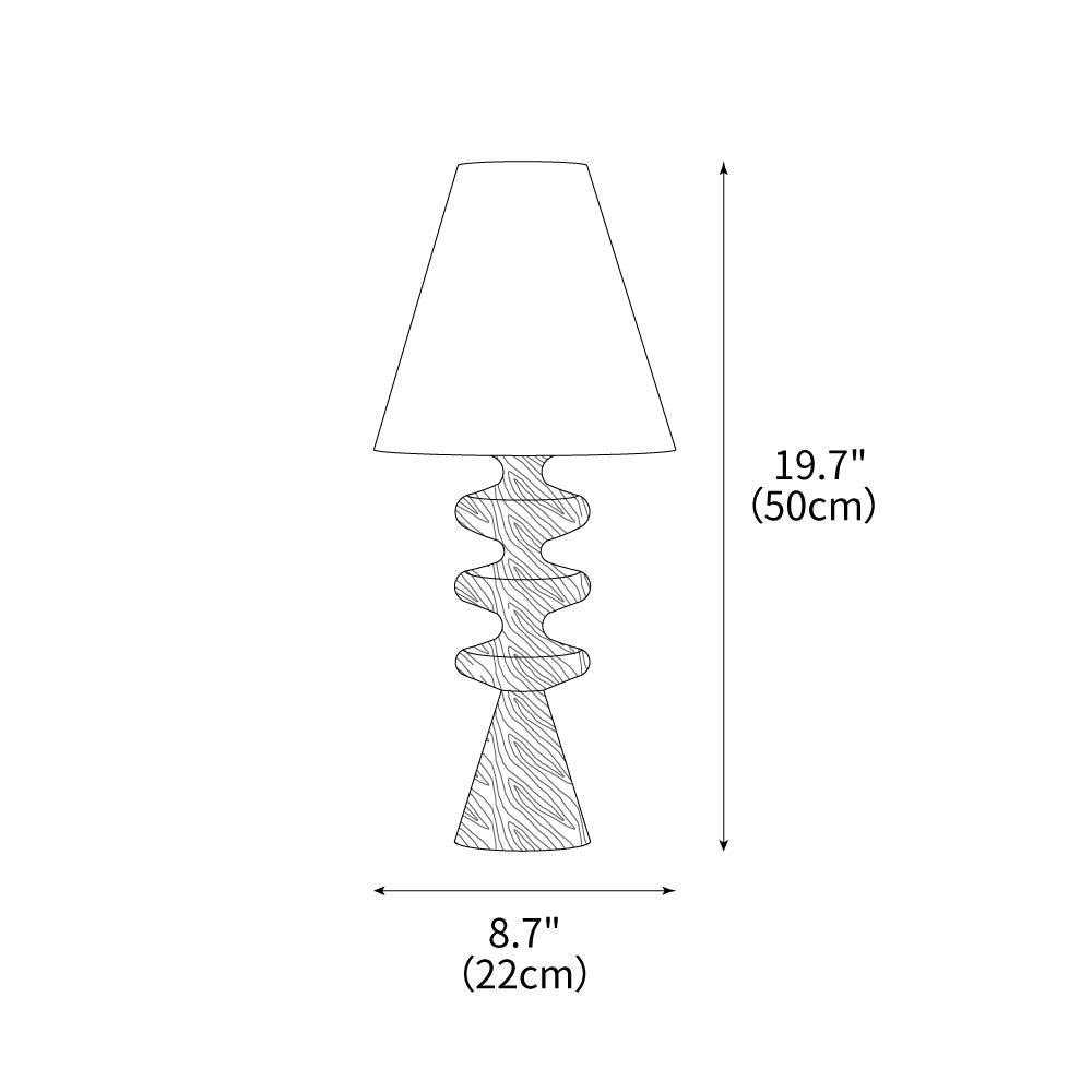 Sculptural Wood Table Lamp with Fabric Shade 20 Inches Tall for Bedside Reading Light Living Room Desk Accent Nightstand Lighting Modern Hom
