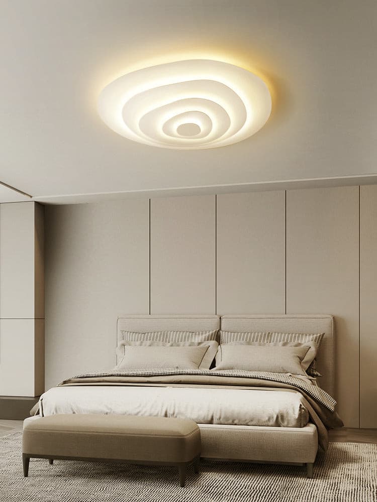 LED Flush Mount Ceiling Light 18.5 in White Metal Panel for Living Room Bedroom Dining Room Modern Low Profile Fixture Integrated Lighting | Thomler