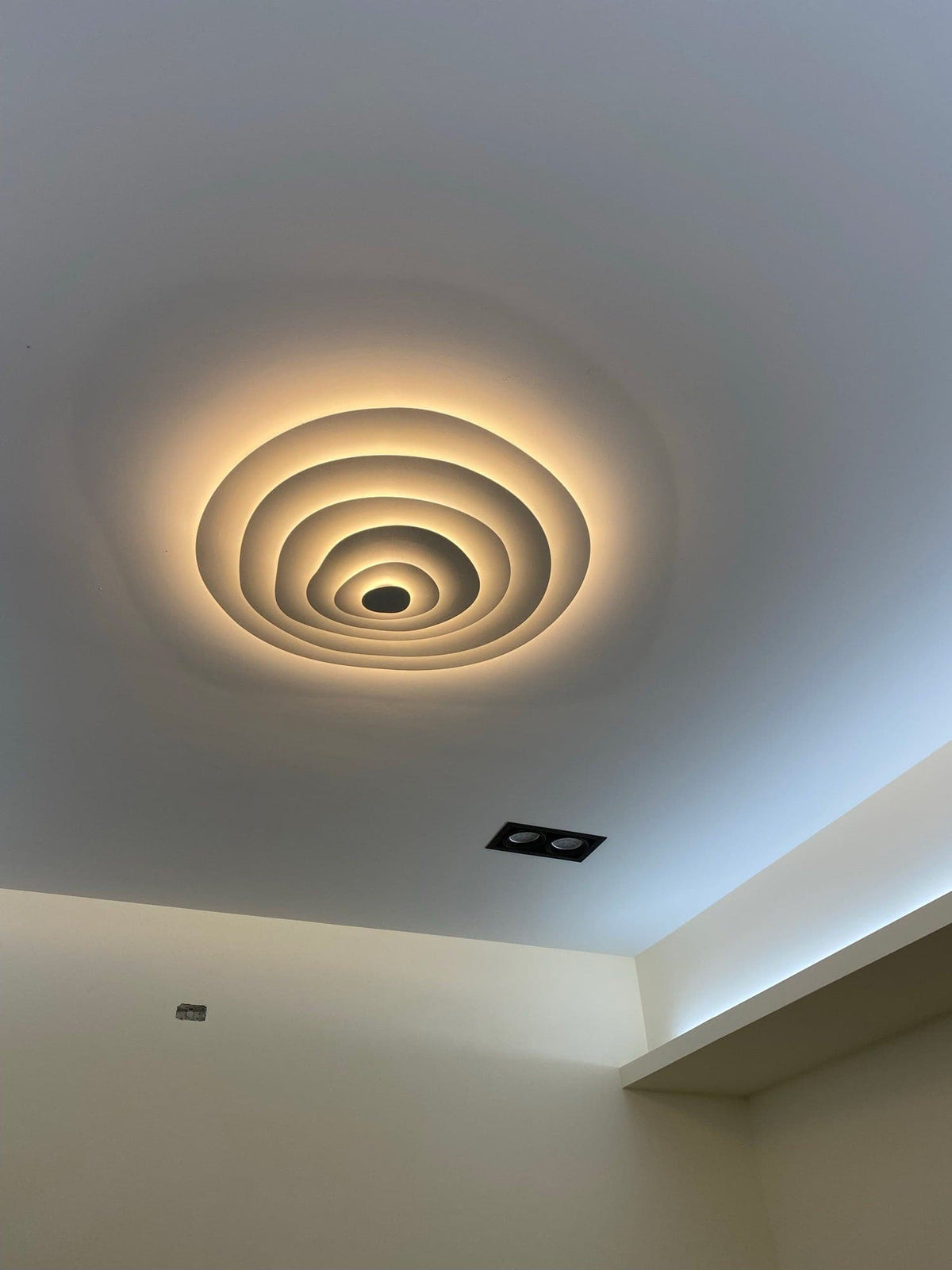 LED Flush Mount Ceiling Light 18.5 in White Metal Panel for Living Room Bedroom Dining Room Modern Low Profile Fixture Integrated Lighting | Thomler