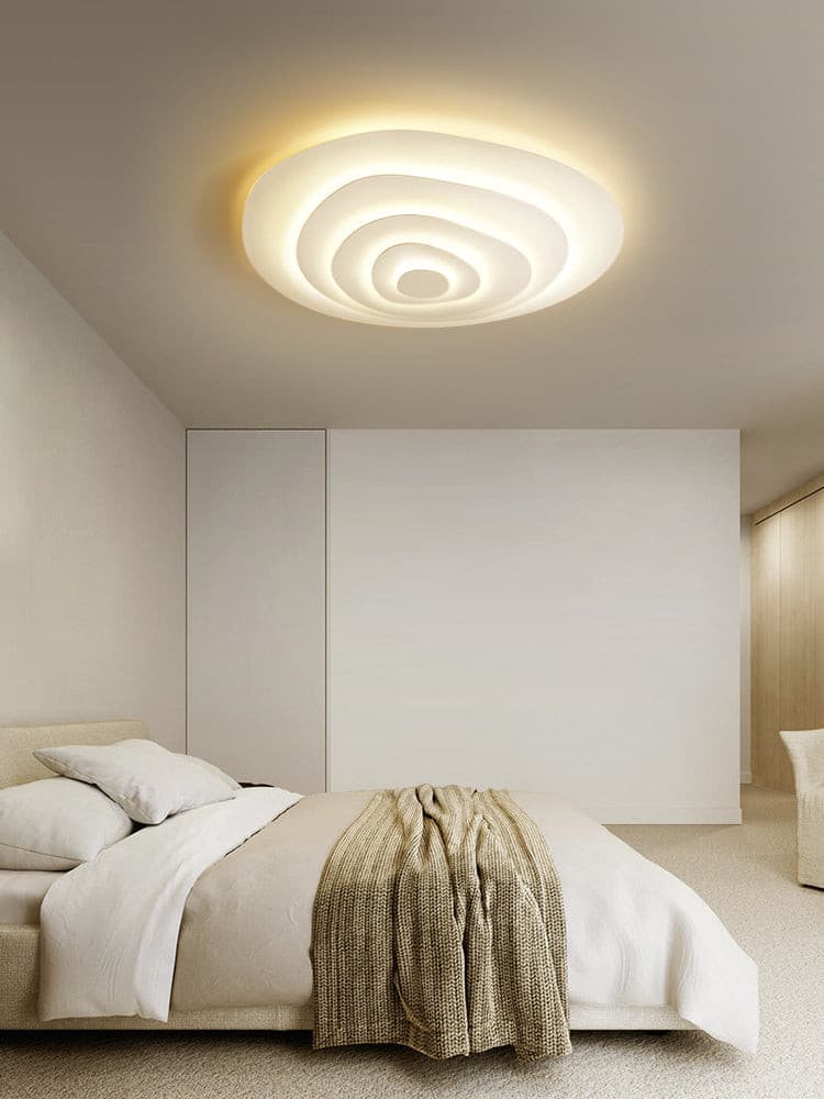 LED Flush Mount Ceiling Light 18.5 in White Metal Panel for Living Room Bedroom Dining Room Modern Low Profile Fixture Integrated Lighting | Thomler