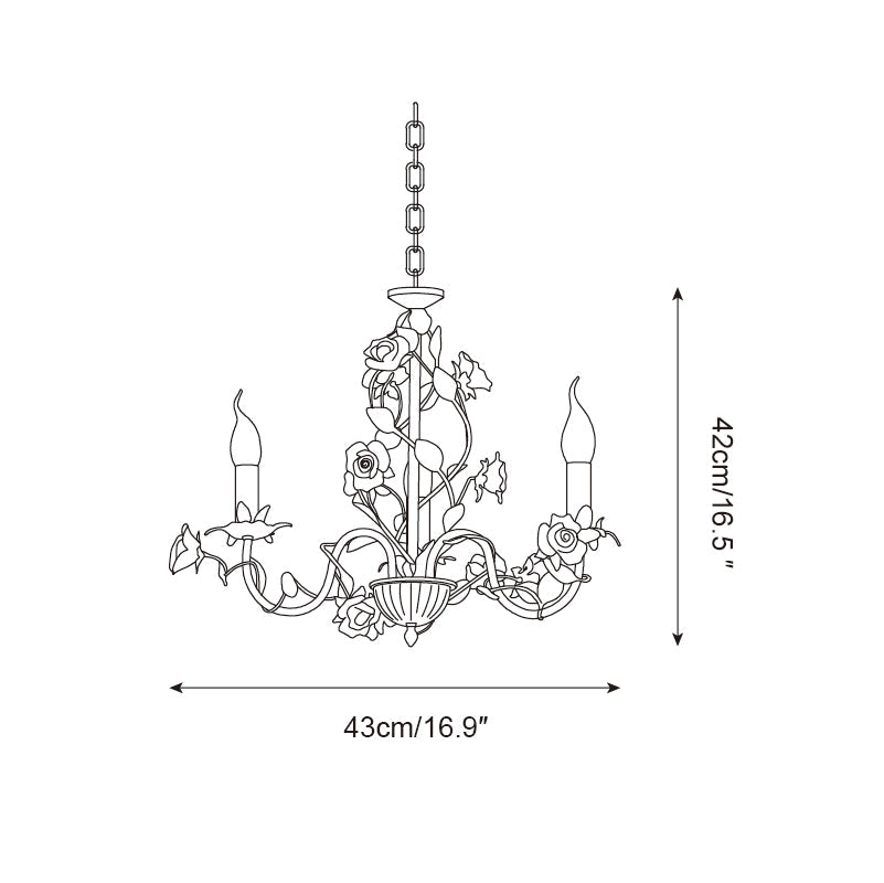 Keramische bloemenlamp met meerdere armen, 30 inch, roze, wit, groen, metalen frame, verstelbare ketting, E14-fitting voor eetkamer, woonkamer | Thomler