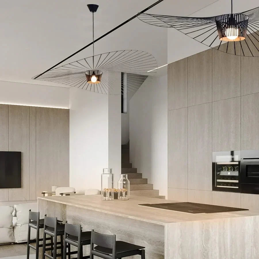 Oversized Drop Ceiling Fixture with Adjustable 59 in Cable for Open-Concept Kitchens & Dining Areas | Wide Sculptural Shade | E27 Socket | M | Thomler