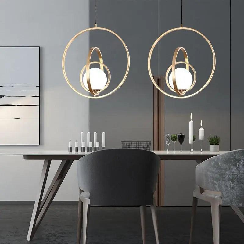 Verstelbare ronde hanglamp, goudkleurige afwerking, meerring-plafondarmatuur voor eetkamer, keukeneiland, woonkamer, slaapkamer, moderne hanglamp | Thomler