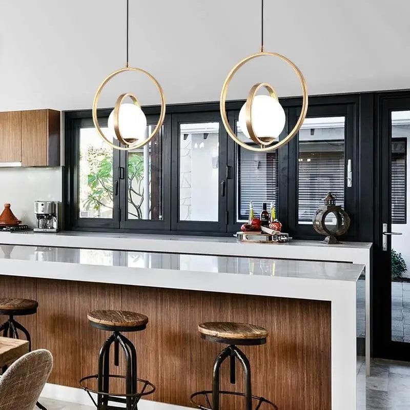 Verstelbare ronde hanglamp, goudkleurige afwerking, meerring-plafondarmatuur voor eetkamer, keukeneiland, woonkamer, slaapkamer, moderne hanglamp | Thomler