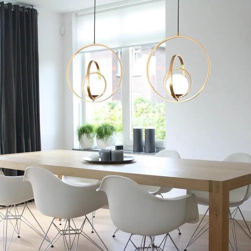 Verstelbare ronde hanglamp, goudkleurige afwerking, meerring-plafondarmatuur voor eetkamer, keukeneiland, woonkamer, slaapkamer, moderne hanglamp | Thomler