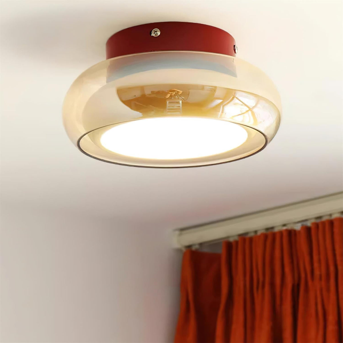 12W LED Flush Mount Ceiling Light with Glass Acrylic Diffuser for Bedrooms Living Rooms Dining Rooms Three Color Modes 54-108 sq ft Coverage | Thomler