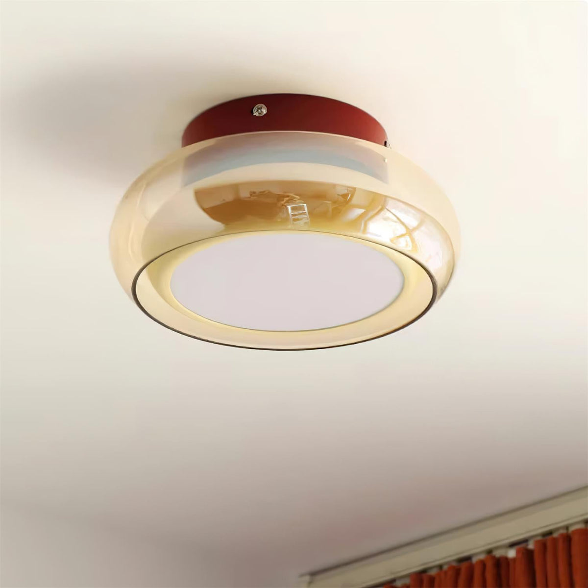 12W LED Flush Mount Ceiling Light with Glass Acrylic Diffuser for Bedrooms Living Rooms Dining Rooms Three Color Modes 54-108 sq ft Coverage | Thomler