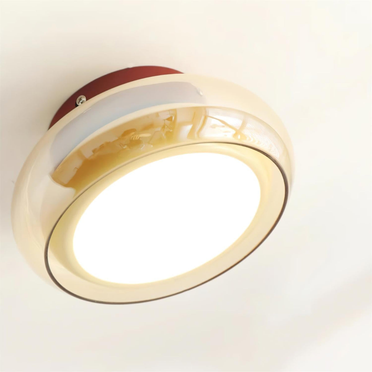 Glas-Deckenleuchte mit dreifarbiger Lichtsteuerung für Räume bis zu 30 m² – Innenleuchte in Kirsch-Bernstein für Schlaf-, Wohn- und Esszimmer | Thomler
