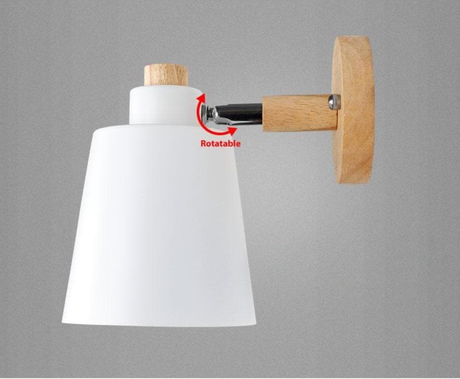 Verstelbare wandlamp van hout en metaal, 19 cm, geel, stekkerlamp als leeslamp voor nachtkastjes, slaapkamers, thuiskantoor, accentverlichting met zwenkarm | Thomler