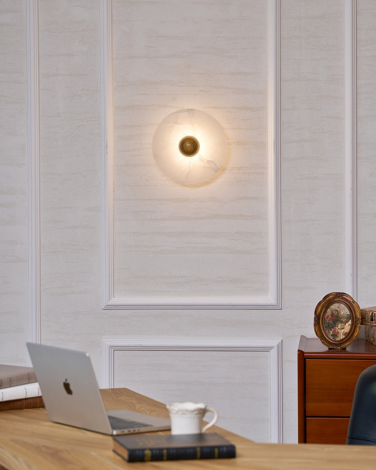 LED Flush Mount Ceiling Light 12 Inch Alabaster Shade Aluminum Frame Dual Install Wall Sconce Contemporary Fixture for Bedroom Hallway Livin | Thomler