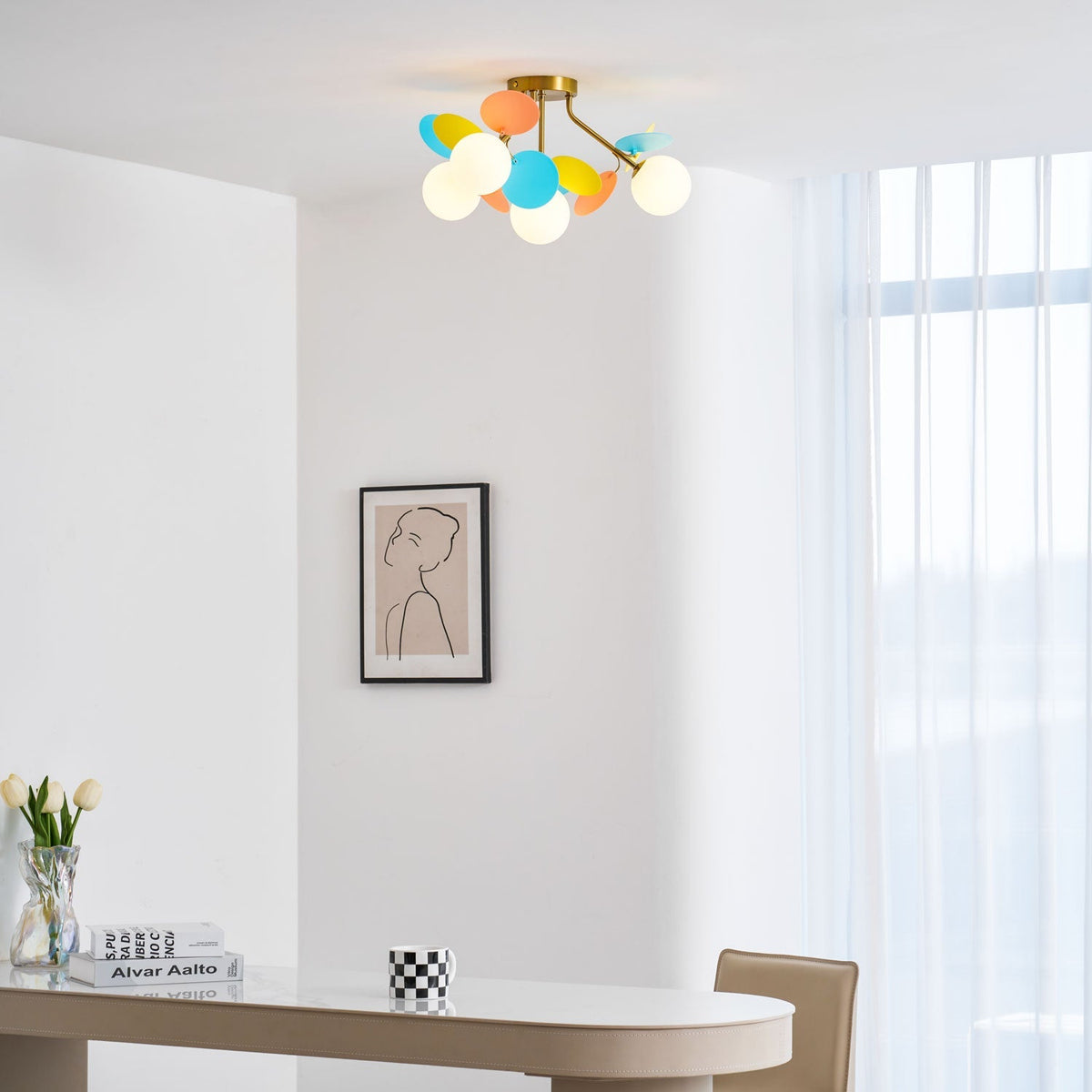 Lámpara de techo de montaje empotrado en colores pastel de 10 pulgadas de diámetro, de metal y acrílico, para habitación de niños, dormitorio, oficina, hogar, guardería, iluminación superior para espacios pequeños