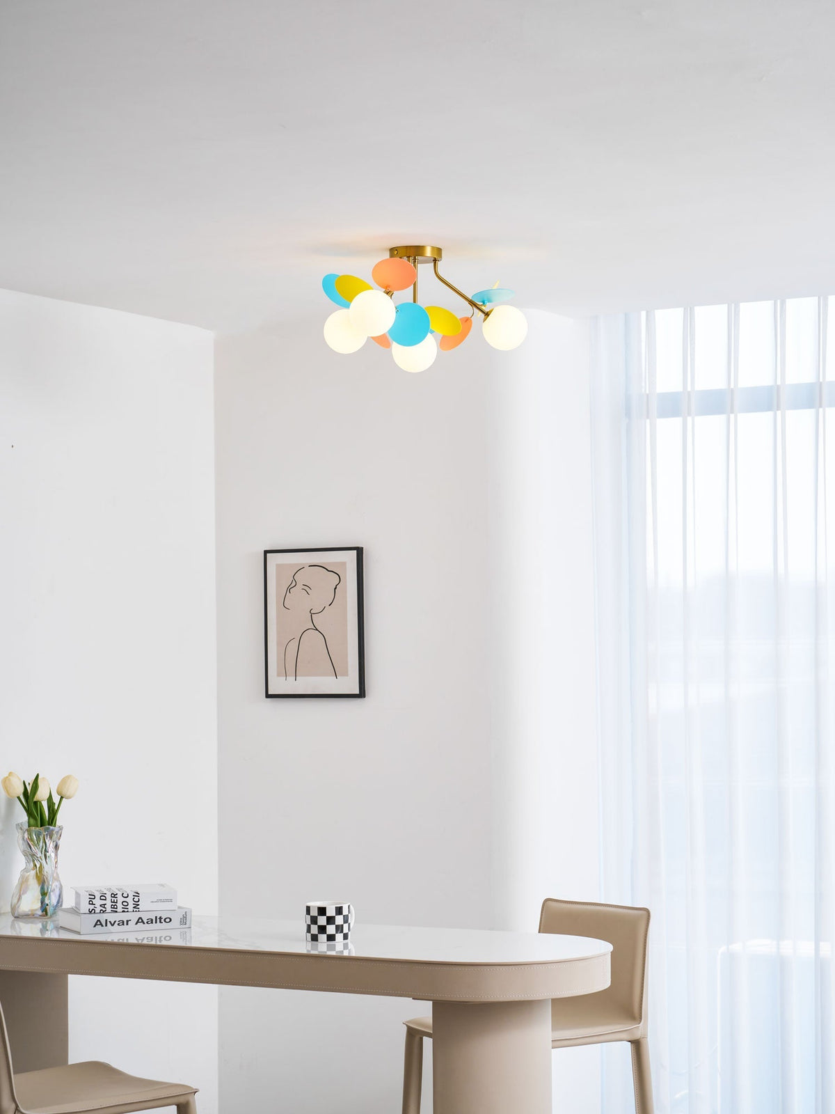 Lámpara de techo de montaje empotrado en colores pastel de 10 pulgadas de diámetro, de metal y acrílico, para habitación de niños, dormitorio, oficina, hogar, guardería, iluminación superior para espacios pequeños