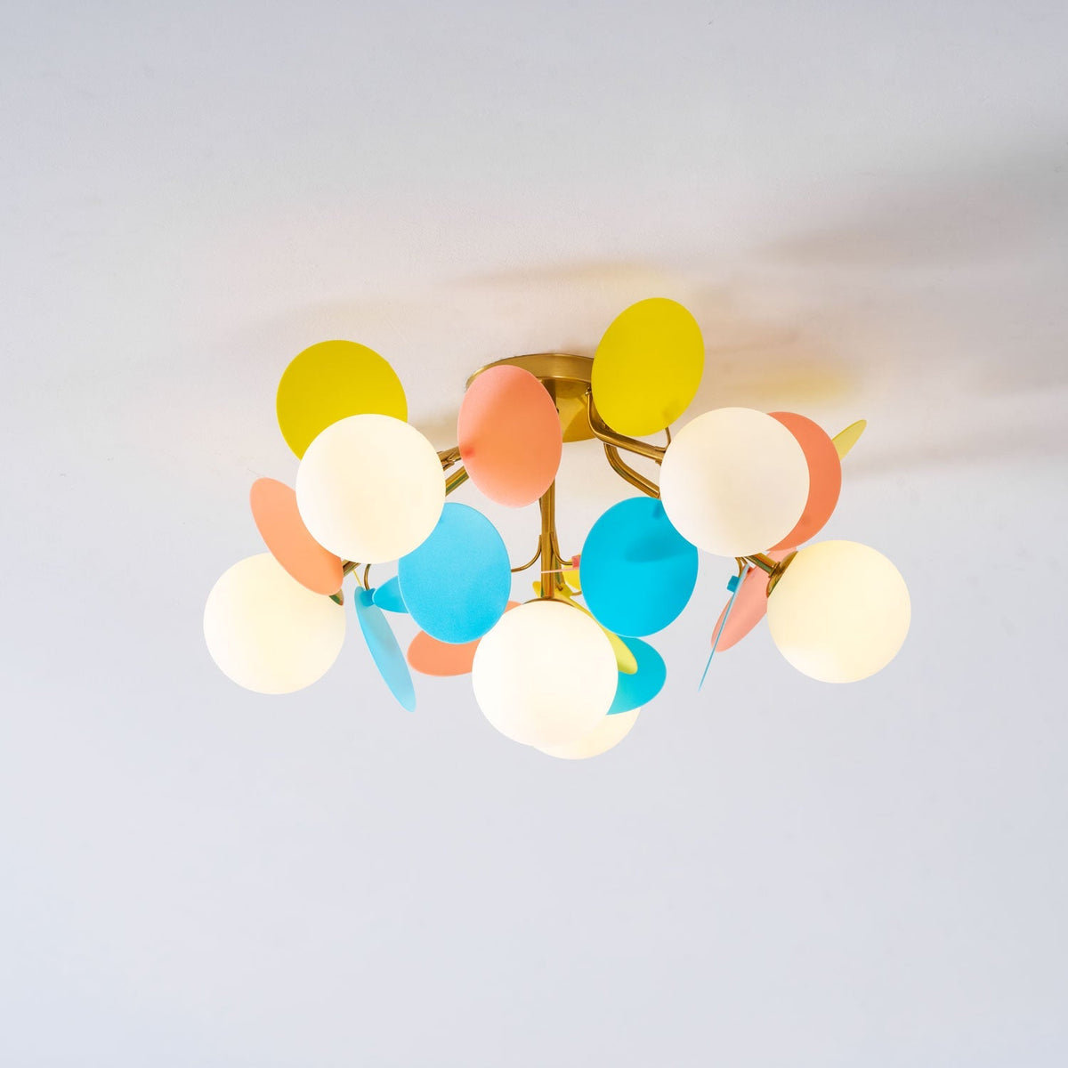 Lámpara de techo de montaje empotrado en colores pastel de 10 pulgadas de diámetro, de metal y acrílico, para habitación de niños, dormitorio, oficina, hogar, guardería, iluminación superior para espacios pequeños
