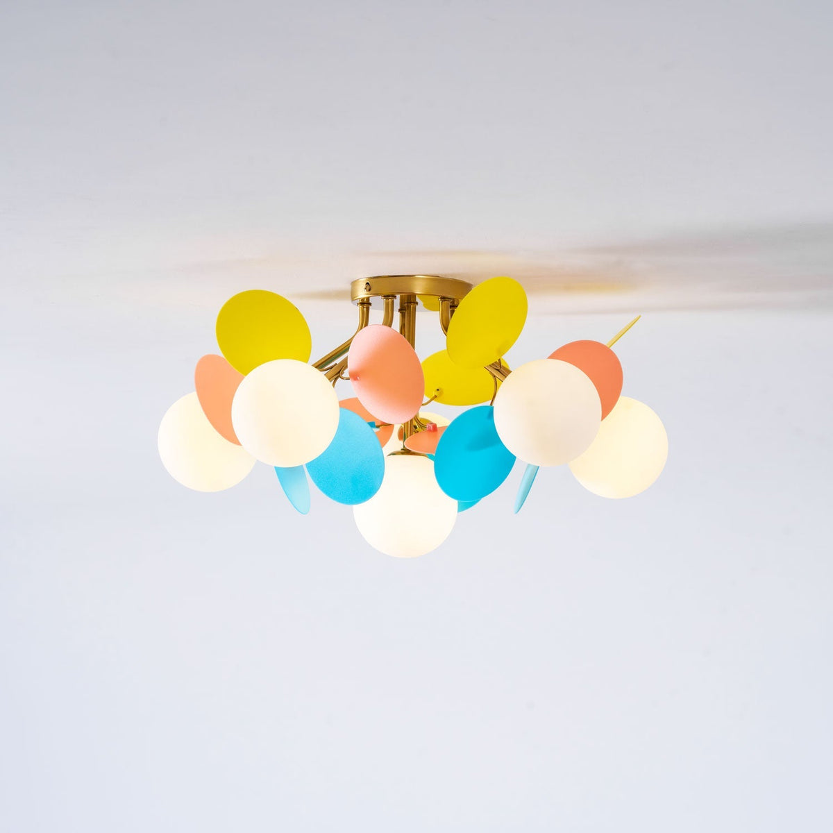 Lámpara de techo de montaje empotrado en colores pastel de 10 pulgadas de diámetro, de metal y acrílico, para habitación de niños, dormitorio, oficina, hogar, guardería, iluminación superior para espacios pequeños