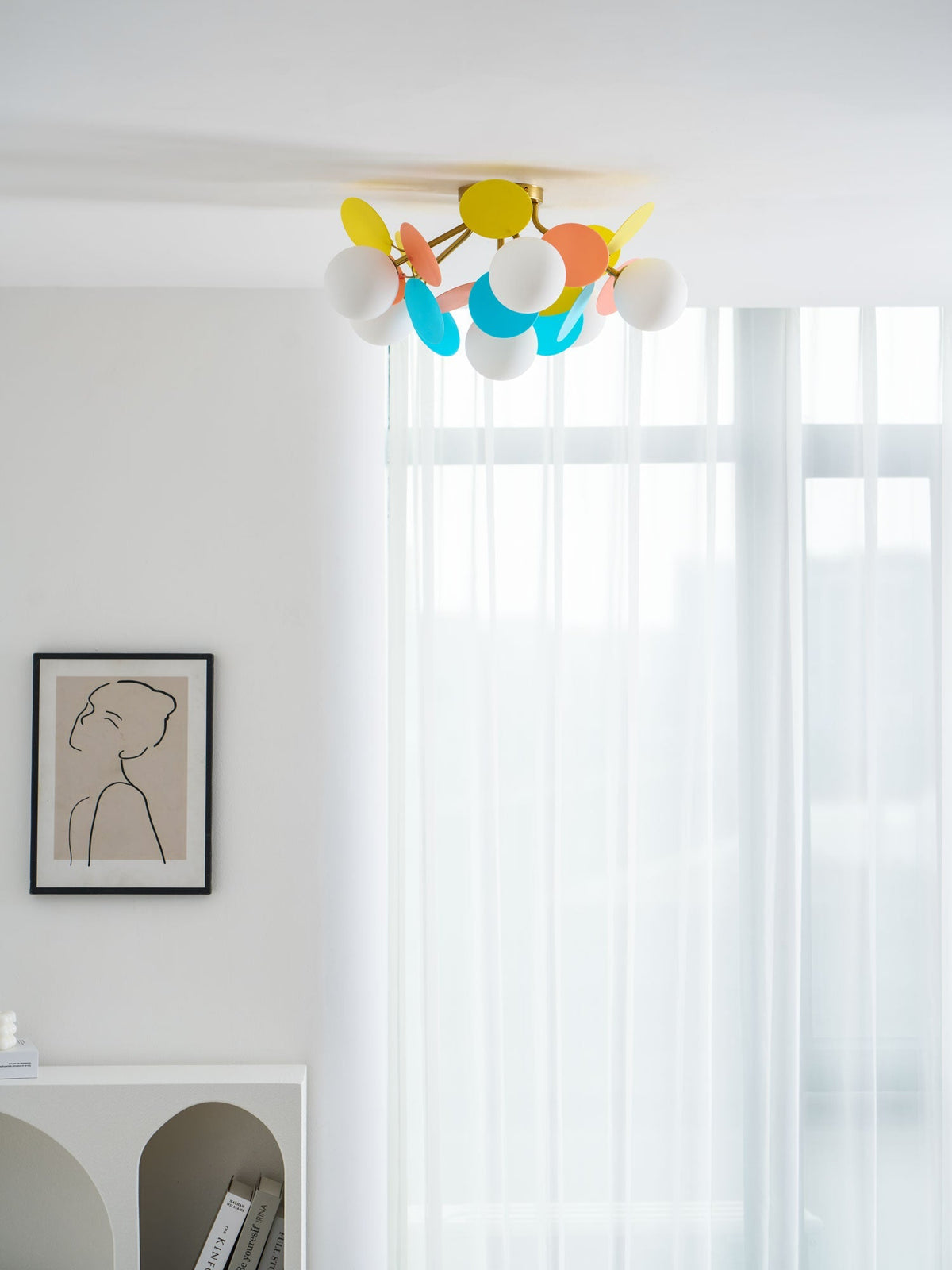 Lámpara de techo de montaje empotrado en colores pastel de 10 pulgadas de diámetro, de metal y acrílico, para habitación de niños, dormitorio, oficina, hogar, guardería, iluminación superior para espacios pequeños