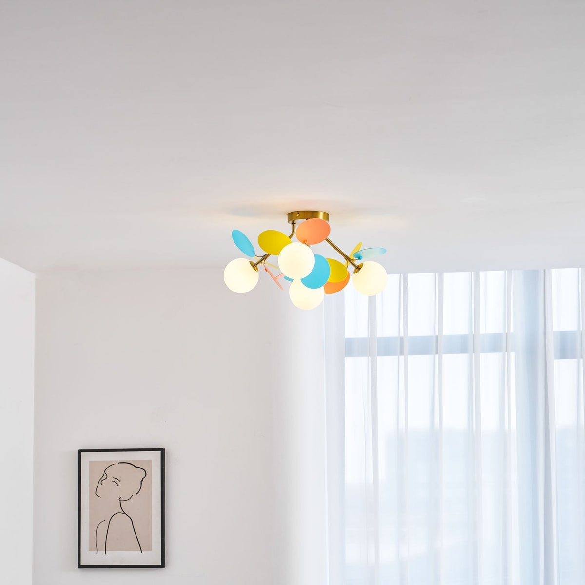 Lámpara de techo de montaje empotrado en colores pastel de 10 pulgadas de diámetro, de metal y acrílico, para habitación de niños, dormitorio, oficina, hogar, guardería, iluminación superior para espacios pequeños