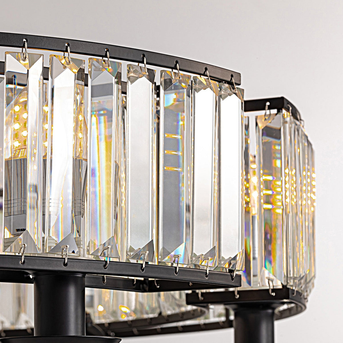 Round Overhead Fixture with Hanging Prisms for Dining Areas, Open-Concept Kitchens & Farmhouse Interiors | Adjustable Height, Wagon Wheel Fr | Thomler