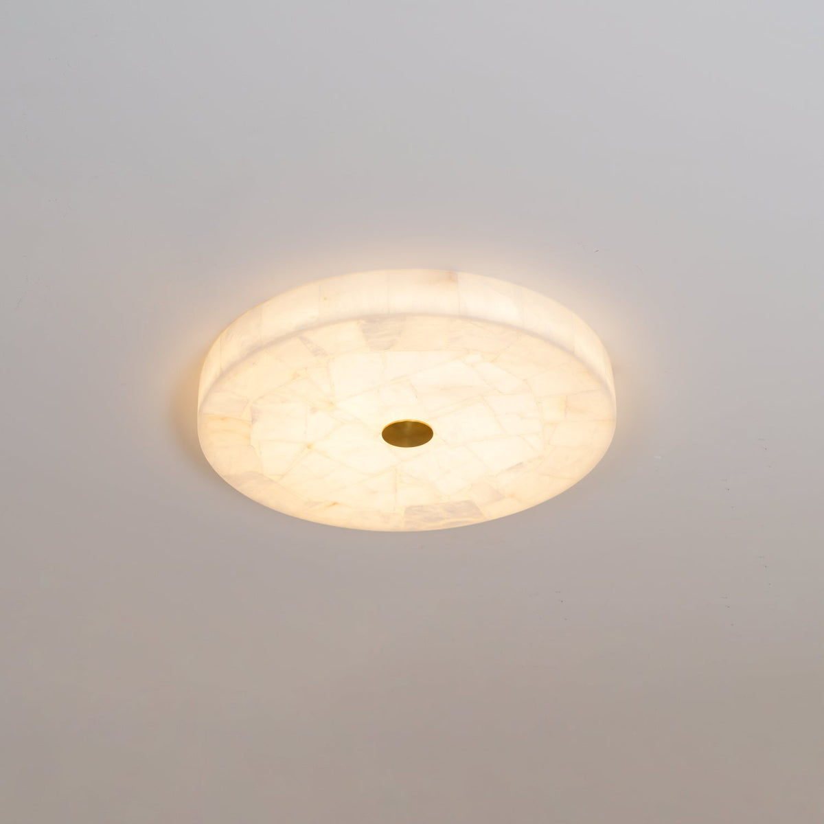 Opbouw LED-plafondlamp 20 inch rond albasten mozaïekpatroon voor slaapkamer woonkamer eetkamer keuken wit goud metalen frame | Thomler