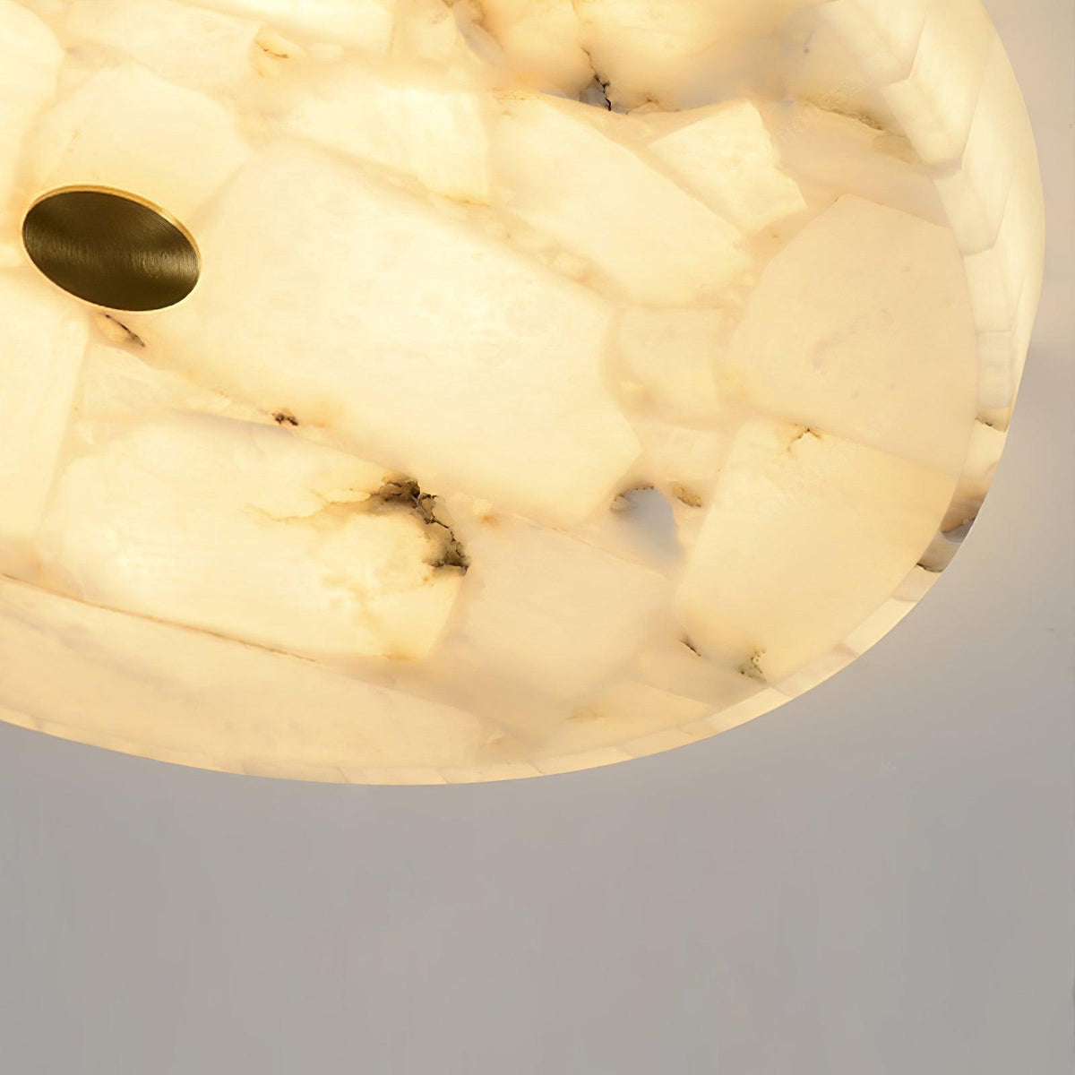 Opbouw LED-plafondlamp 20 inch rond albasten mozaïekpatroon voor slaapkamer woonkamer eetkamer keuken wit goud metalen frame | Thomler
